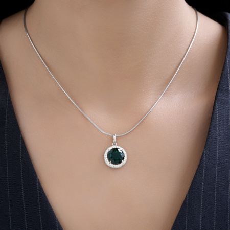 Подвеска из серебра с кварцем и фианитами