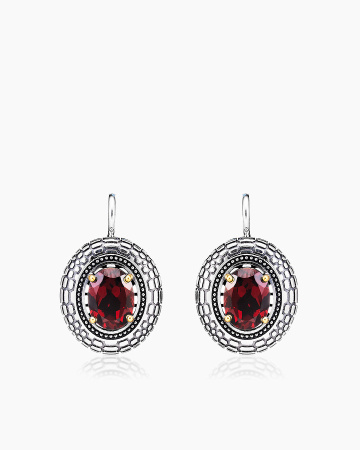 Серебряные серьги «Гранатовый Закат»