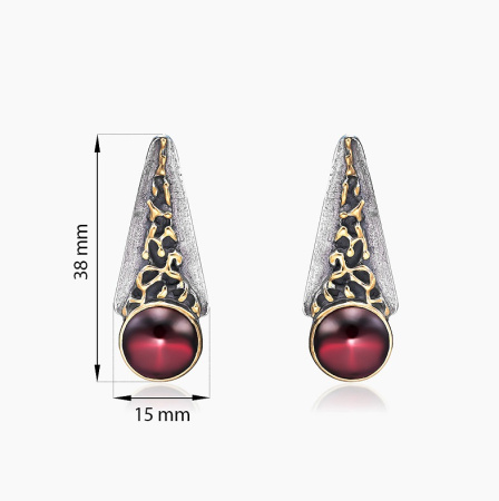 Серебряные серьги «Гранатовые сумерки»