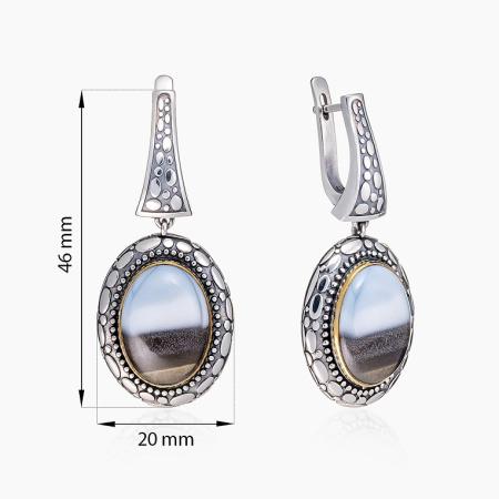 Серебряные серьги с агатом