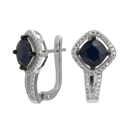 Серьги из серебра с сапфиром