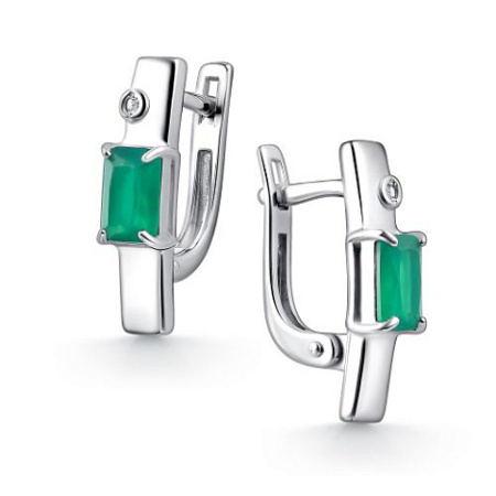 Серьги из серебра с агатом и бриллиантом