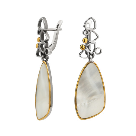 Серьги из серебра с перламутром в позолоте
