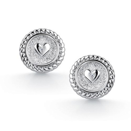 Серьги из серебра с фианитами «Сердце»