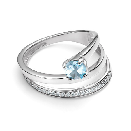 Кольцо из серебра с топазом и фианитами