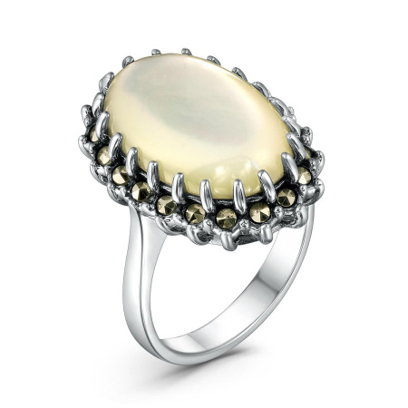 Кольцо из серебра с перламутром и марказитами