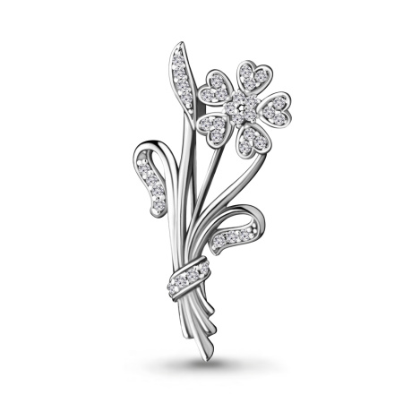 Серебряная брошь с фианитами «Цветочек»