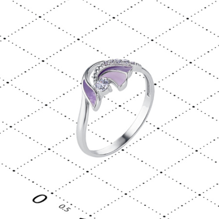 Кольцо из серебра с фианитом и эмалью