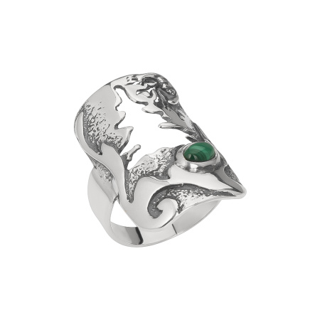 Серебряное кольцо с малахитом «Лесной пейзаж»