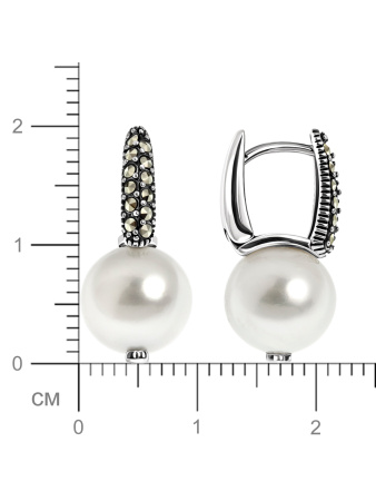 Серебряные серьги ALEXANDRE VASSILIEV с жемчугом, марказитами Swarovski