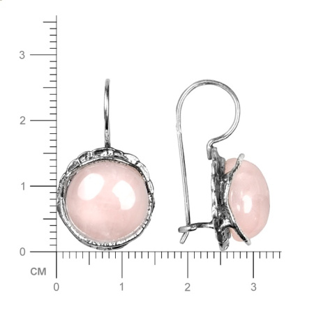 Серебряные серьги с розовым кварцем