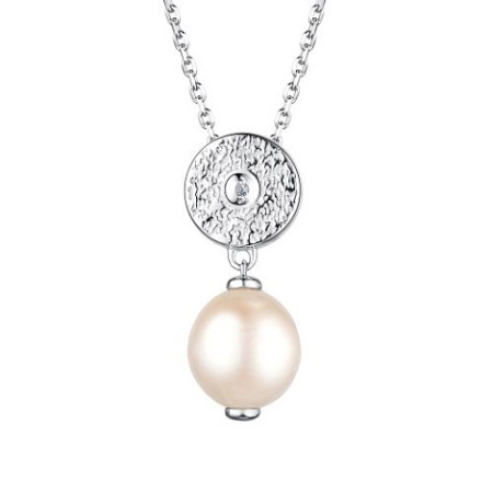 Серебряное колье с барочным жемчугом и бриллиантом