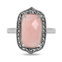 Серебряное кольцо с розовым кварцем и марказитами Swarovski