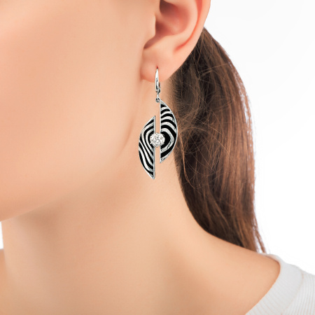 Cеребряные серьги-подвески «B&W»