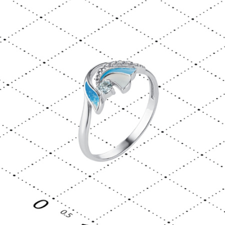 Кольцо из серебра с топазом и эмалью