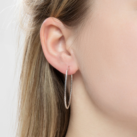 Серьги конго из серебра с алмазной гранью 3,5 см