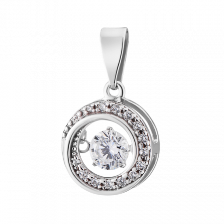 Серебряная подвеска с танцующим фианитом