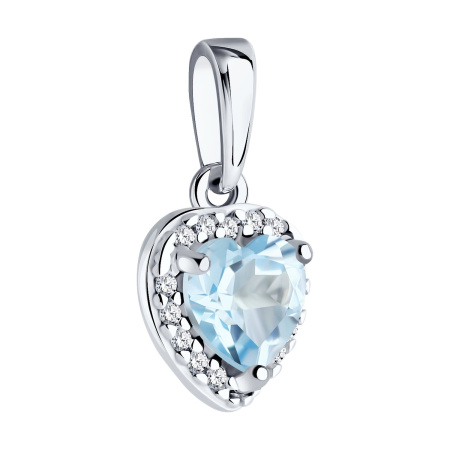 Подвеска из серебра с топазом и фианитами