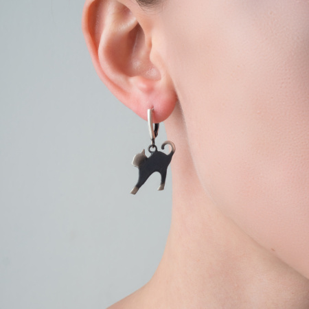Серебряные серьги «Кот»