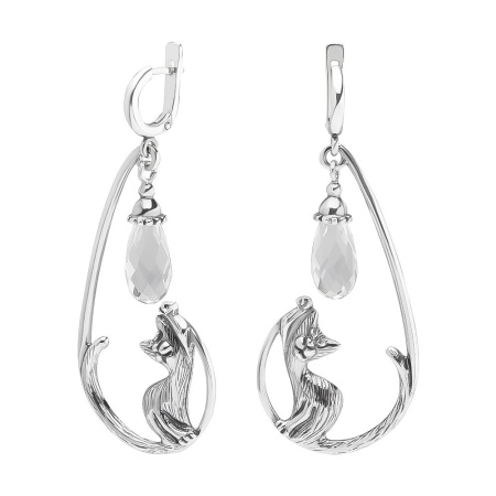 Серебряное серьги «Под фонарем» кот