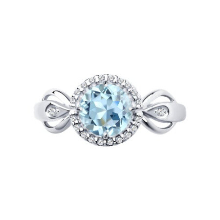 Кольцо из серебра с топазом и фианитами
