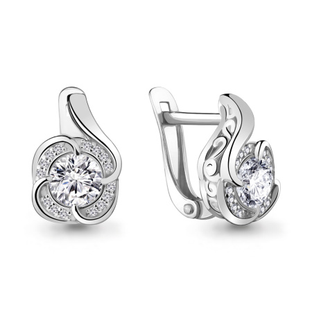 Серьги из серебра с фианитами «Цветок»
