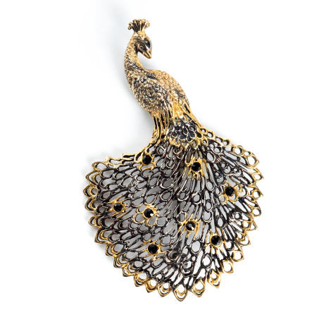 Серебряная брошь «Павлин»