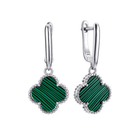 Серьги из серебра с малахитом