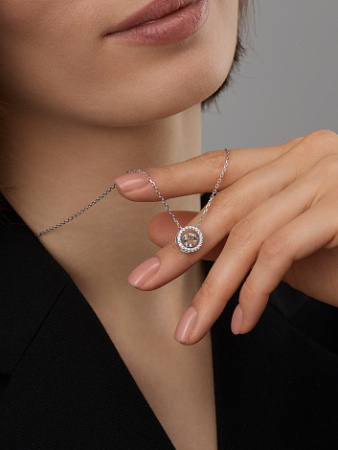 Колье из серебра с горным хрусталем и фианитами