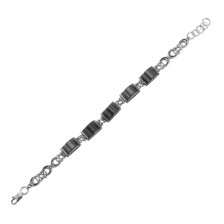 Серебряный браслет с гематитом