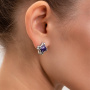 Серебряные серьги «Чароитовый Крест» с чароитом