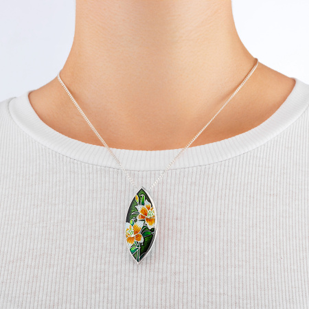 Брошь-подвеска «Лилия» с эмалью