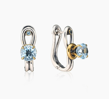 Серебряные серьги с топазом «Утренняя роса»