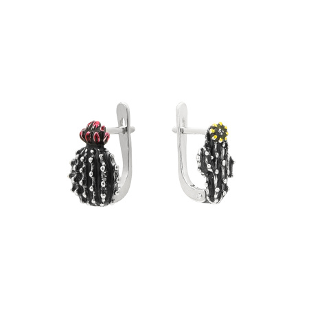 Серьги из серебра с эмалью «Кактусы»