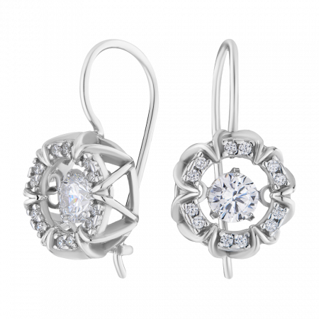 Серьги серебряные с танцующими фианитами