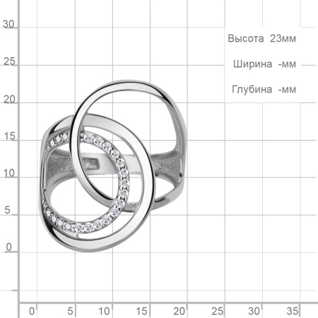Кольцо из серебра с фианитами «Круги»