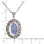 Серебряный кулон на цепи с перламутром, горным хрусталем и марказитами Swarovski