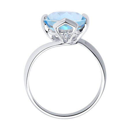 Кольцо из серебра с топазом и фианитами