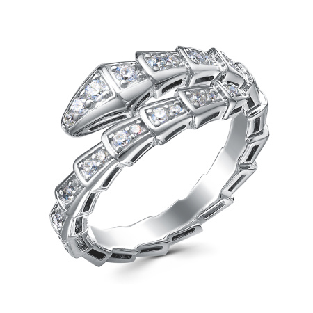 Серебряное кольцо с фианитами «Змея»