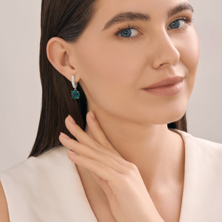 Серьги из серебра с кварцами и фианитами