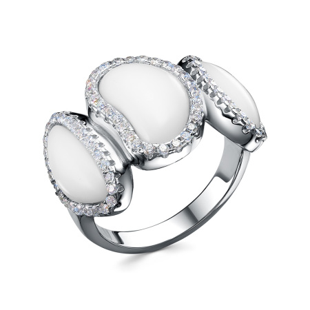 Кольцо из серебра с белым агатом