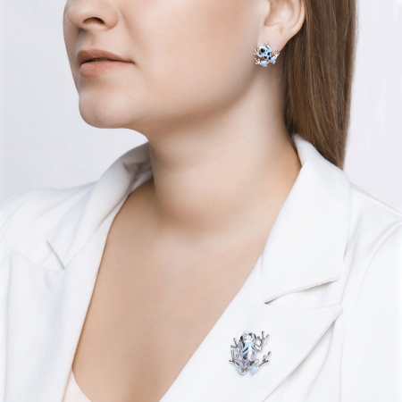 Серебряная брошь «Лягушка»