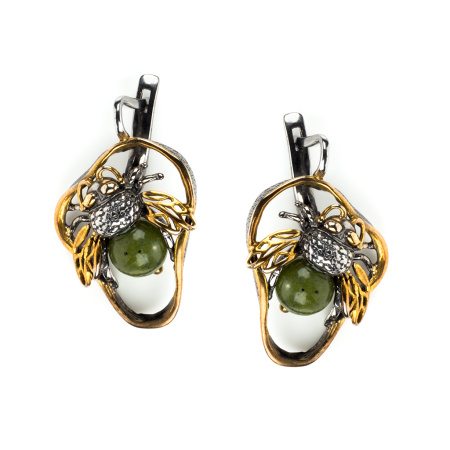 Серебряные серьги «Мушка»