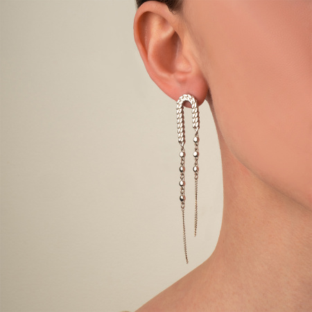 Серьги из серебра длинные цепочки