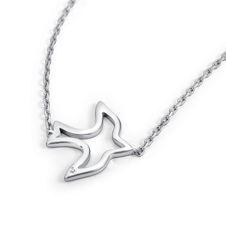 Колье из серебра с бриллиантом «Птица»