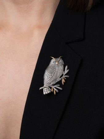 Брошь из серебра «Сова»