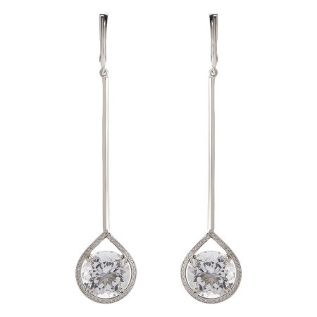 Серебряные серьги с фианитами и ситаллом