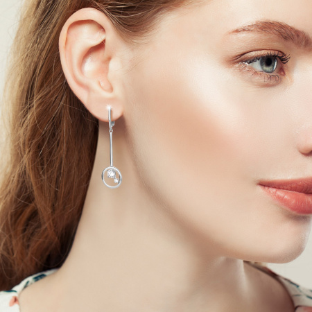 Серьги из серебра с фианитами