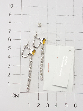 Серьги из серебра с цитрином и фианитами