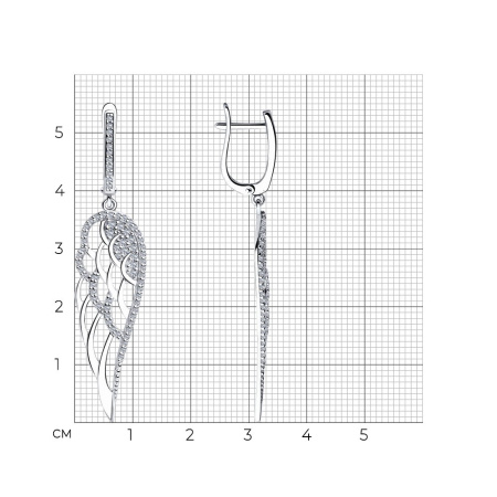 Серьги из серебра с фианитами «Крылья»